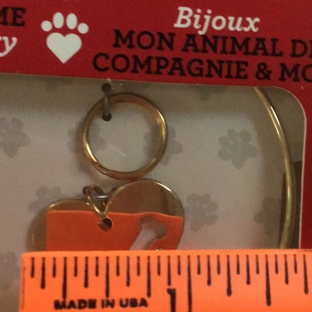 Pet & Me‎ Set Gold Tone Dog Bone Crystal Charm Collar & Bracelet NWT